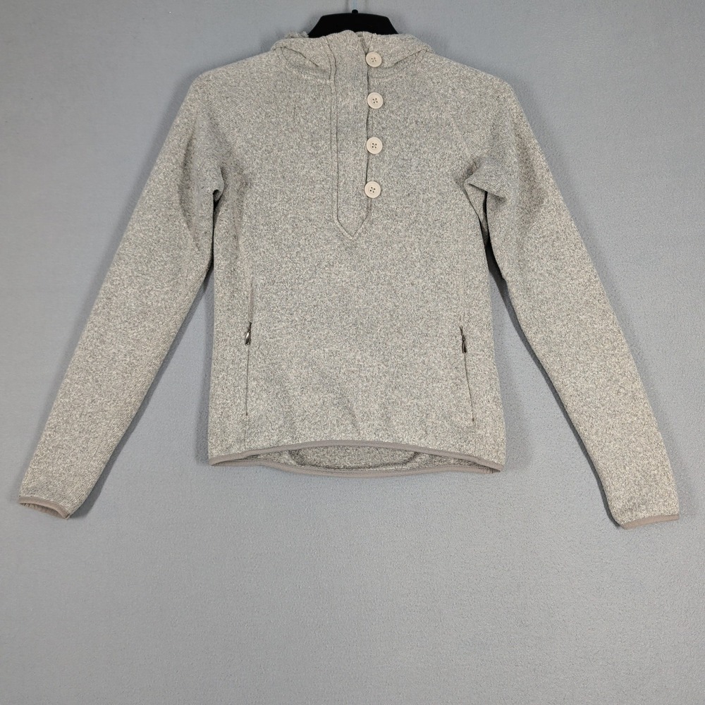 The North Face Hoodie Women Small Gray Crescent Pullover Button Fleece Sweaterâ